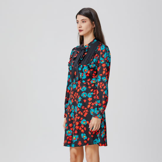 Mini-jurk met Ascot-strik en bloemenprint - Image 5