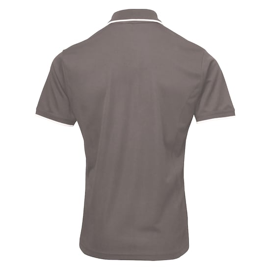 Premier Mens Contrast Coolchecker Polo Shirt (Dark Grey/Silver)