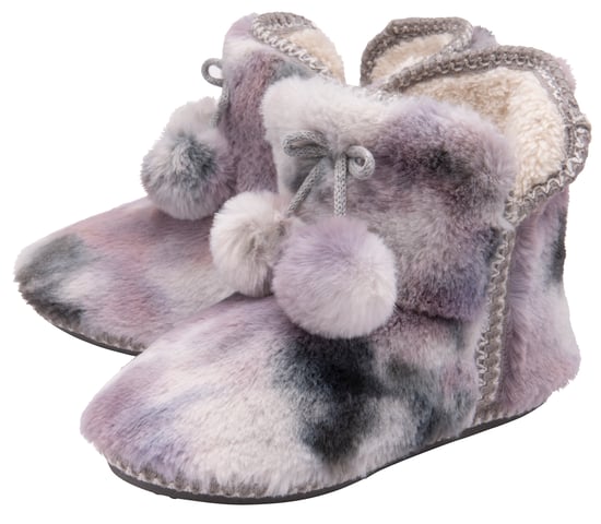 Dunlop - Dames Fluffy Pom Pom Geheugenfunctie Slippers (7, Grijs/Wolkmuis) - Image 1