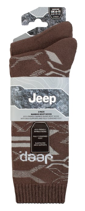 Heren Bamboe Werkboot Sokken | Jeep | Zachte en Ademend Dikke Zware Kussensokken, Gebreide Ribbelstijl Wandelsokken - Khaki / Steen - Image 2