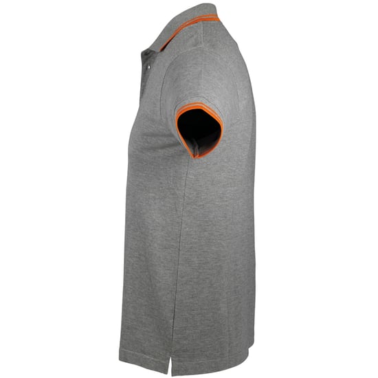 SOLS Mens Pasadena Tipped Short Sleeve Pique Polo Shirt (Grey Marl/Orange)