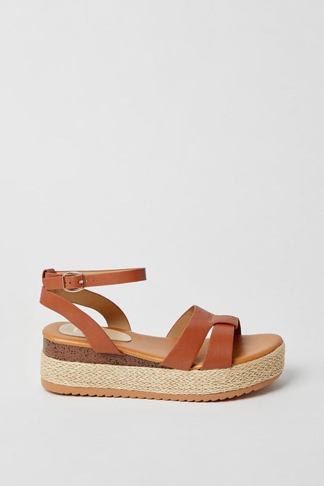 Ravni Comfort Cutout Medium Espadrille Covered Wedge Sandals