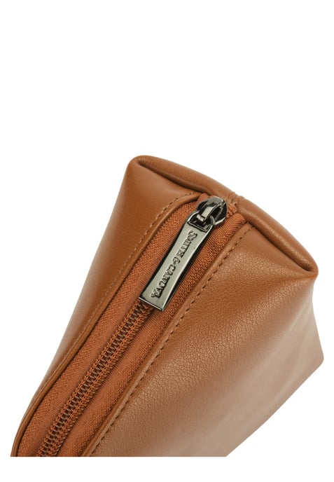 Soft Grain Leather Zip Top Cosmetic Bag