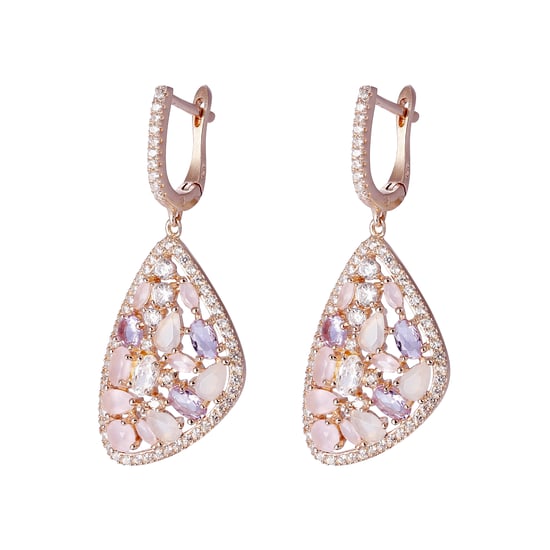 Orphelia 'Desi' Dames 925 Sterling Zilveren Hangoorbellen - Roze ZO-7430 - Image 2