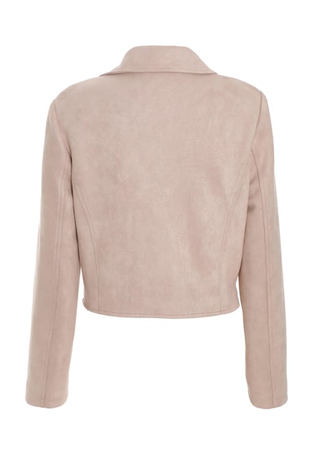Stone Faux Suede Cropped Biker Jacket