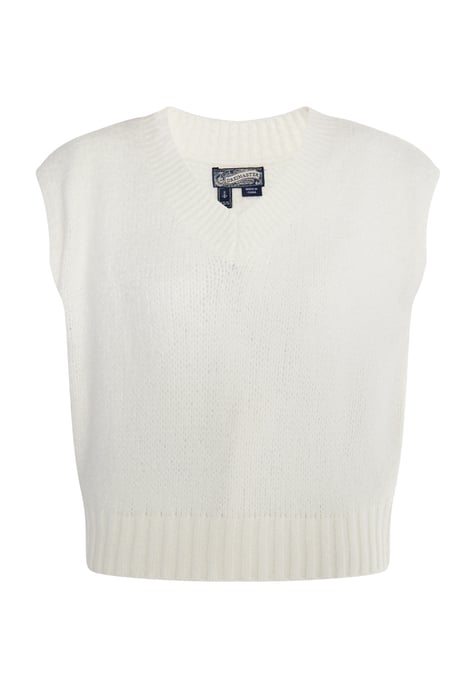 Dreimaster Slipover Dames wolwit - Image 1