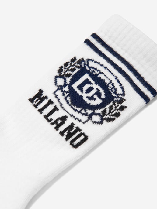 Dolce & Gabbana Boys Milano Logo Socks in White