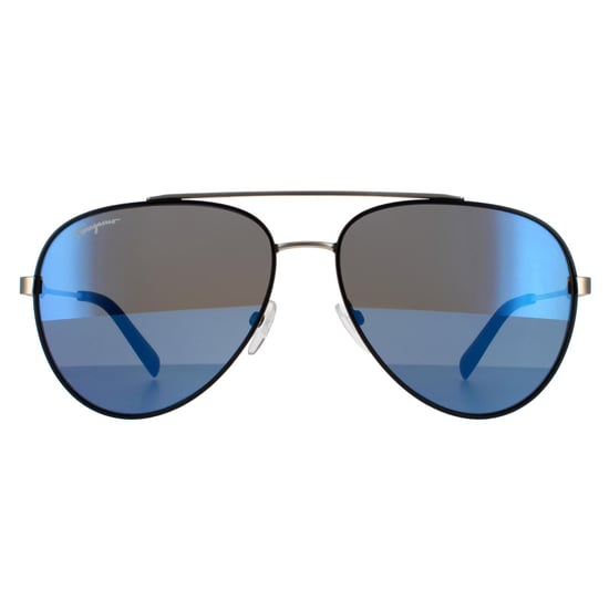Salvatore Ferragamo zonnebril SF204S 001 Black Matte Dark Ruthenium Flash Blue Sky - Image 1