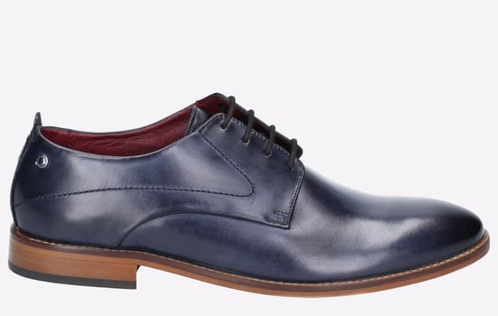 Base London Script Washed Leren Herenschoenen In Marineblauwe Oxford-Stijl - Image 1