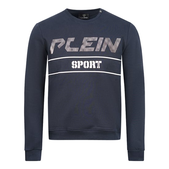 Philipp Plein Sport Zwarte Dikke Logo Marineblauwe Trui - Image 1