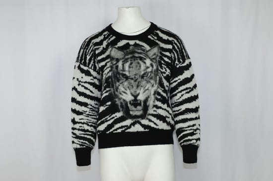 Saint Laurent Tiger Intarsia Jumper in Black Mohair - Image 5