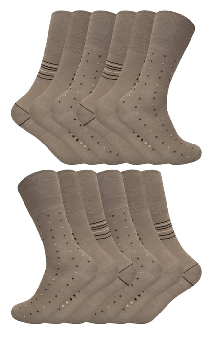 Set van 12 loszittende bamboesokken voor heren - Beige - Image 1