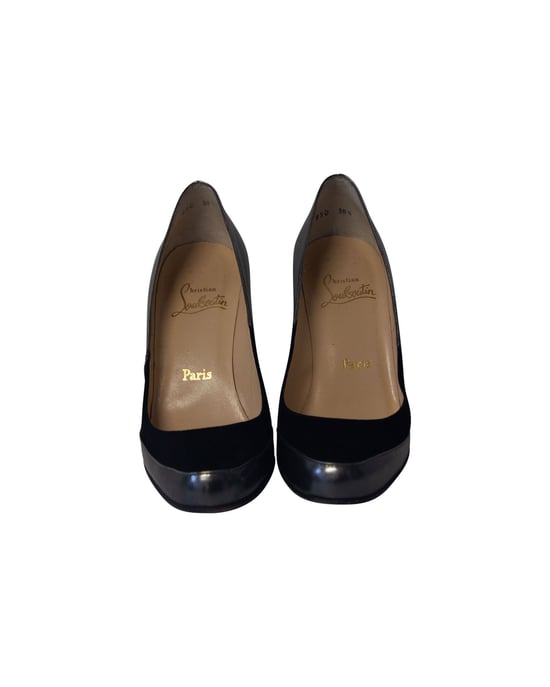 Christian Louboutin Metalen Plateau Pumps in Grijs Leer - Image 2