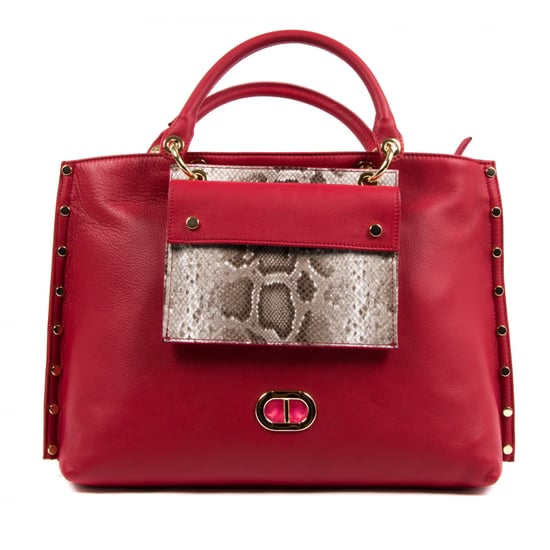 Dee Ocleppo Womens Tote GM2000 MIAMI PITONE ROSSO ROCCIA