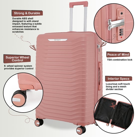 Hard Shell Pink Classic Suitcase 8 Wheel Cabin TSA Luggage Case Holiday Travel