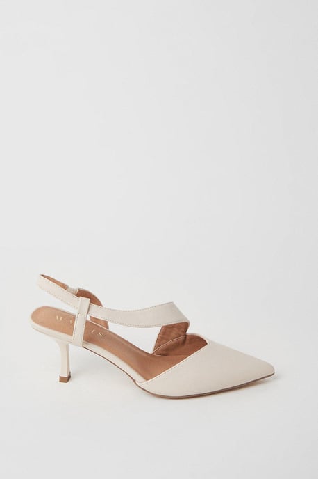 Evelyn Asymmetric Slingback Kitten Heel Court Shoes - Image 2