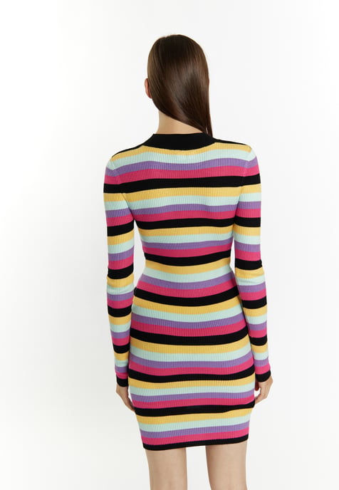 Mymo Gebreide jurk Dames Zwart Veelkleurig - Image 4