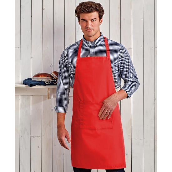 Premier Ladies/Womens Colours Bip Apron With Pocket (Strawberry Red)