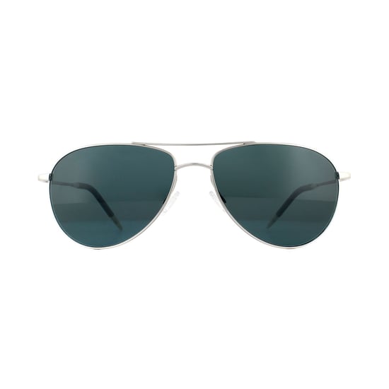 Oliver Peoples Aviator Unisex Silver Blue Polarized Sunglasses