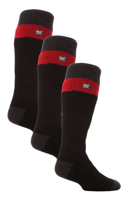 Heat Holders lange thermisch gestreepte skisokken voor heren - Zwart Rood - Image 1