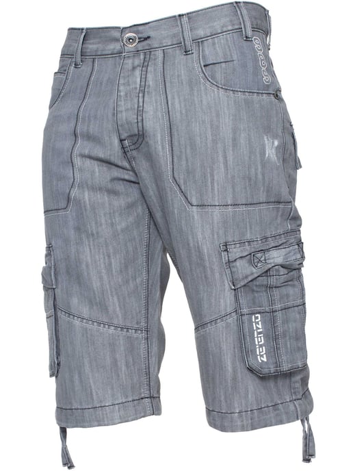 Enzo Heren Cargo Combat Denim Short - Image 1