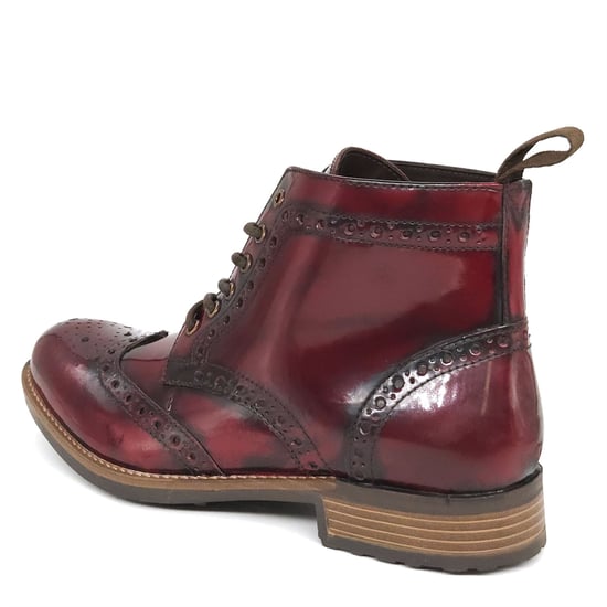 HX London Kingston Leather Oxblood Mens Lace Up Brogue Boots