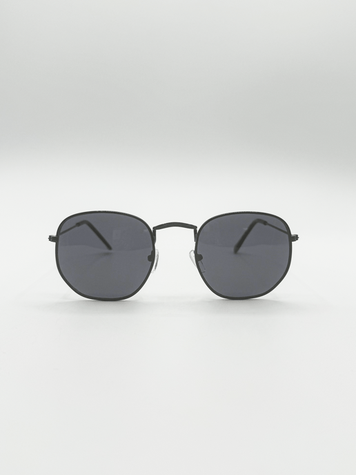 Hexagon Aviator Sunglasses in Black