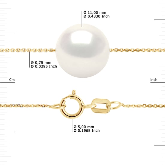 DIADEMA - Necklace - Real Freshwater Pearls - Cable Chain in Yellow Gold