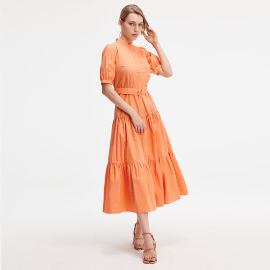 Cotton shirt dress with added belt