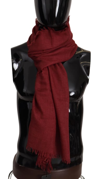 Dolce & Gabbana Red DG Crown Cashmere Silk Shawl Fringe Wrap Men's Scarf