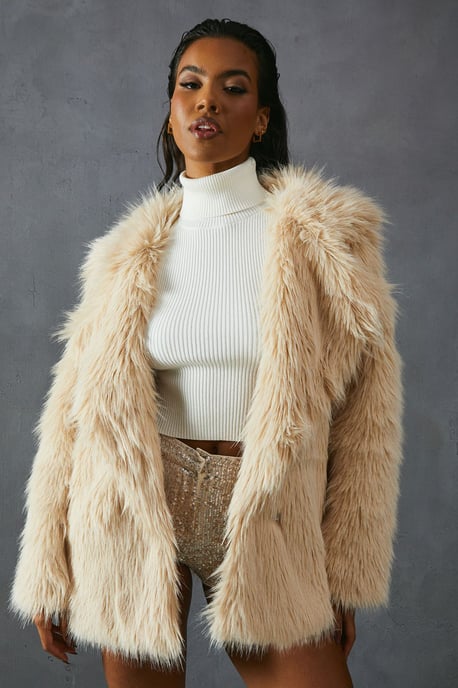 Faux Fur Long Collar Coat