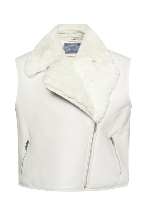 Dreimaster Leren vest Dames wolwit - Image 1