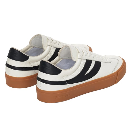 Superga Unisex Adult 4834 Club S Swallow Contrast Detail Vegan Leather Trainers (White/Black/Gum)