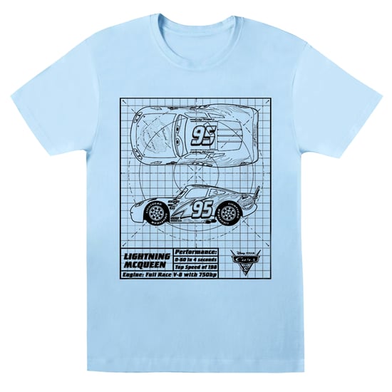 Disney Dames/Dames Cars Lightning McQueen Blueprint Katoenen Vriendje T-shirt (Babyblauw) - Image 1