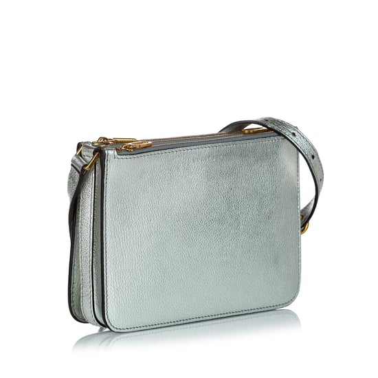 Vintage Burberry Leather Crossbody Bag Silver - Image 2