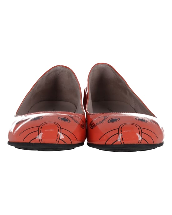 Marc Jacobs Muizenprint Ballerina's in Oranje Leren Lak - Image 2