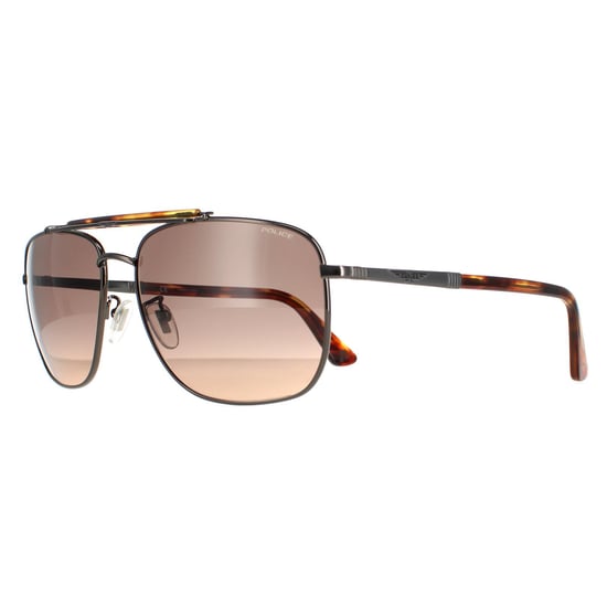 Police Aviator Mens Shiny Gunmetal Matte Smoke Gradient Orange SPLD43 Origins 44