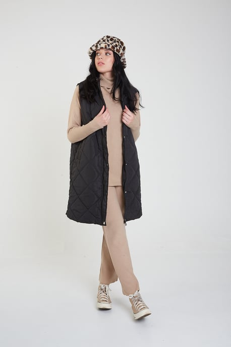 Longline Padded Gilet with Hood