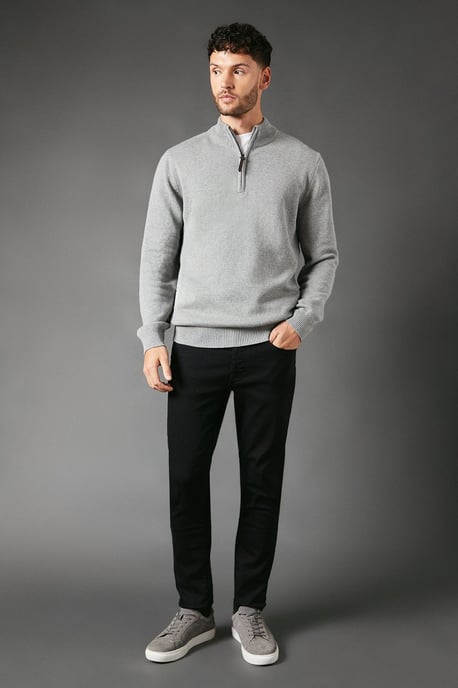 Premium Pure Cotton Half Zip Funnel Jumper