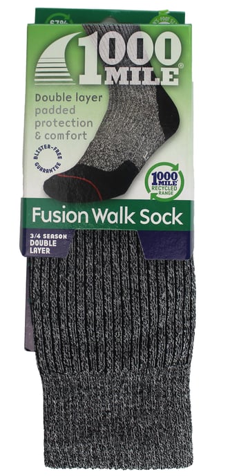1000 Mile - Heren Fusion Repreve Dubbel Laag Duurzame Wandelsokken - Steenkool / Zwart - Image 2