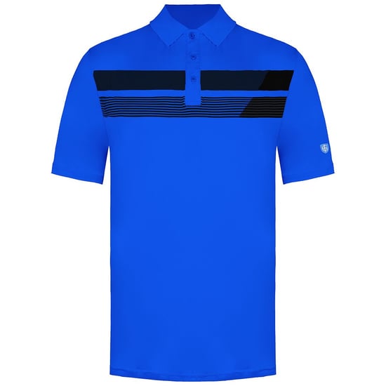 Island Green Asymetric Print Heren Blauw Golf Poloshirt - Image 1