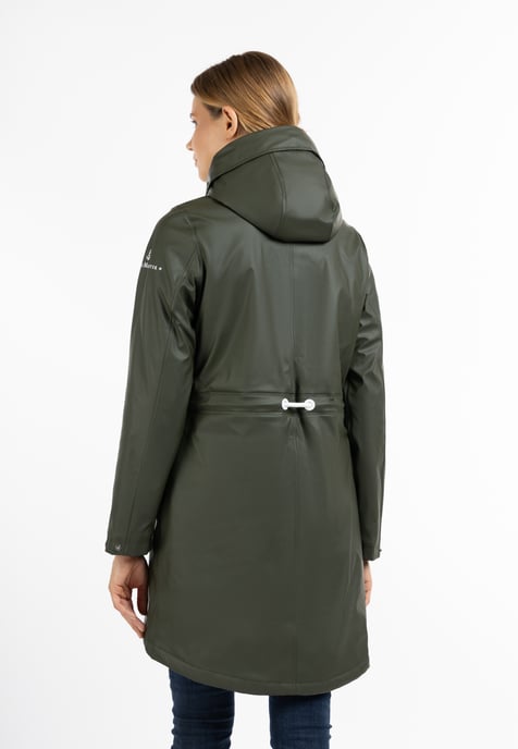 Dreimaster Mackintosh met geweven bontvoering Dames donkere olijf - Image 4