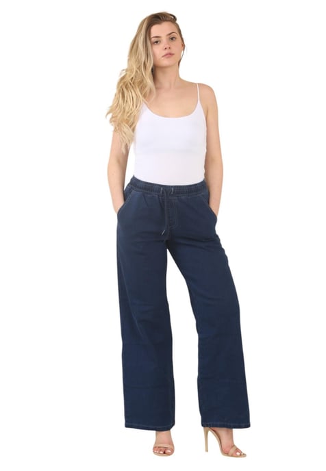 MYT Womens Elasticated High Waist Wide Leg Jeans in Blue - Image 6