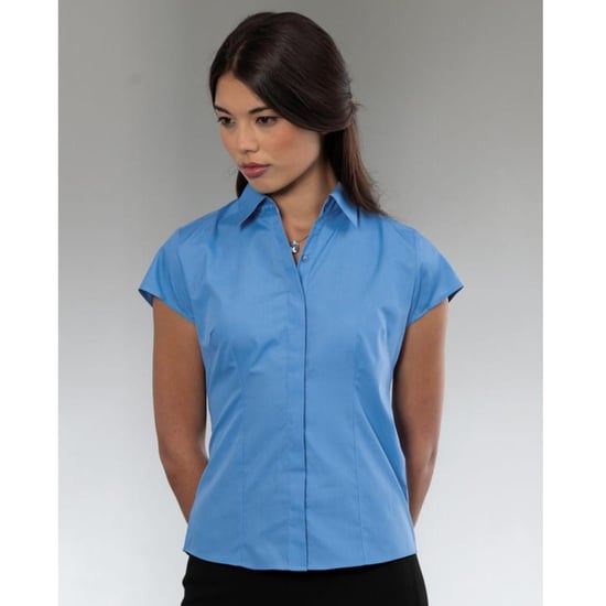 Russell Collectie Damesmuts Polycotton Makkelijk te onderhouden Gepast Poplin Shirt (Bedrijfsblauw) - Image 2