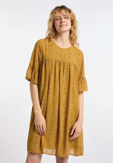 Dreimaster Jurk Dames Donkergeel veelkleurig - Image 3