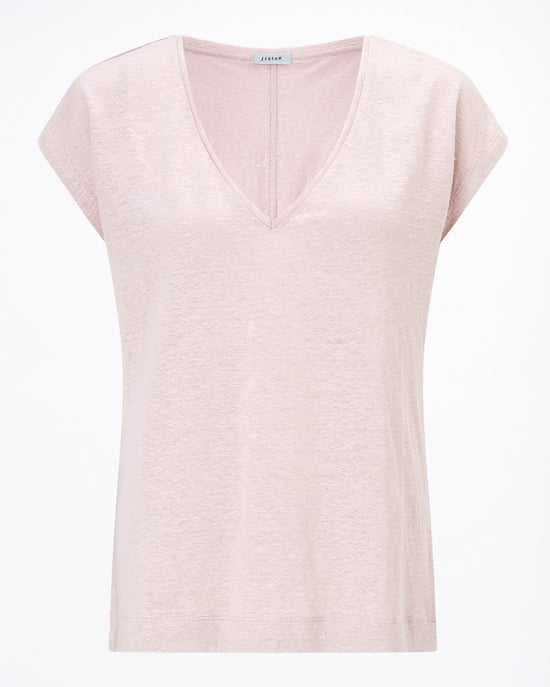 Linen V Cap Sleeve Tee
