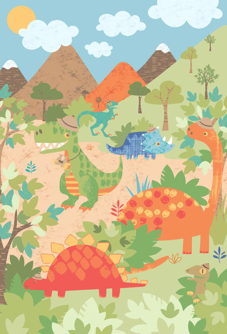 Dinosaur Wall Mural Multi - Image 1