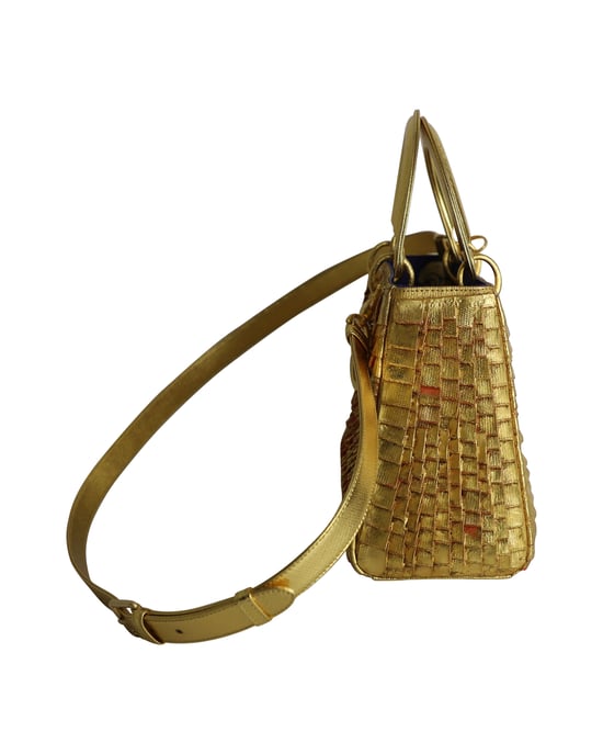 Dior Lady Dior Medium Bag 2019 Limited Edition by Olga de Amaral in Gold Leather - Image 2