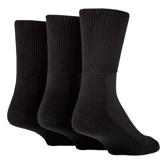 IOMI - Set van 3 extra brede bamboe diabetische sokken - Zwart - Image 1
