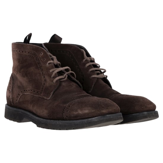 Tom Ford Laser Cut Lacer-Up Chukka Boots in Brown Suede - Image 2